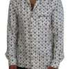 Elegant Silk Pajama Top with Crown Bee Print - Image 5