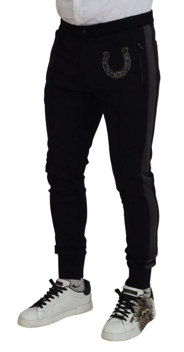 Elegant Black Jogger Pants in Luxe Wool Blend - Image 2