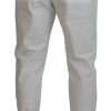 Elegant White Cotton Chino Pants - Image 3