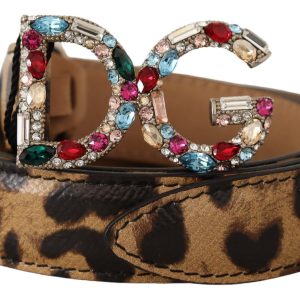 Elegant Crystal-Embellished Leopard Belt