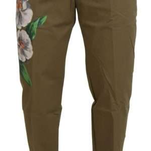 Exquisite Floral Beige Chino Pants