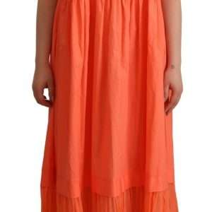 Elegant Coral Maxi Dress with Short Sleeves