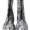 Chic Black Lace-Up Boots with Gray White Fade - Image 5