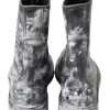 Chic Black Lace-Up Boots with Gray White Fade - Image 6