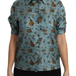 Elegant Multicolor Silk Blouse with Collar