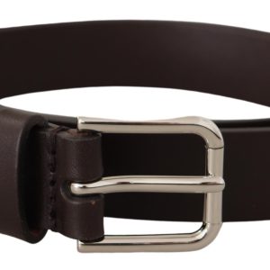 Elegant Leather Belt With Logo Buckle