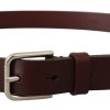 Maroon Luxe Leather Belt with Metal Buckle - Image 3