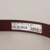 Maroon Luxe Leather Belt with Metal Buckle - Image 4