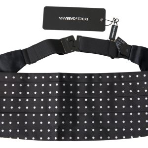 Elegant Silk Black & White Polka Dot Cummerbund