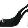 Embellished Black Slingback Heels Pumps - Image 6