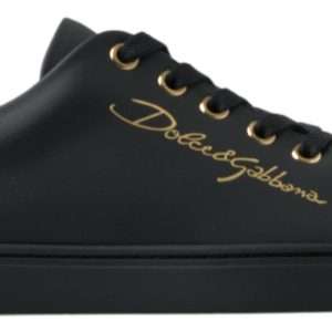 Black Gold Leather Classic Sneakers