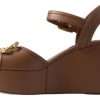 Chic Brown Leather Ankle Strap Wedges - Image 2