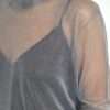 Elegant Gray Long Sleeve Mesh Top - Image 5