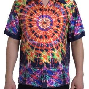 Multicolor Silk Button-Down Casual Shirt