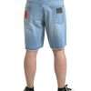 Elegant Light Blue Denim Bermuda Shorts - Image 2