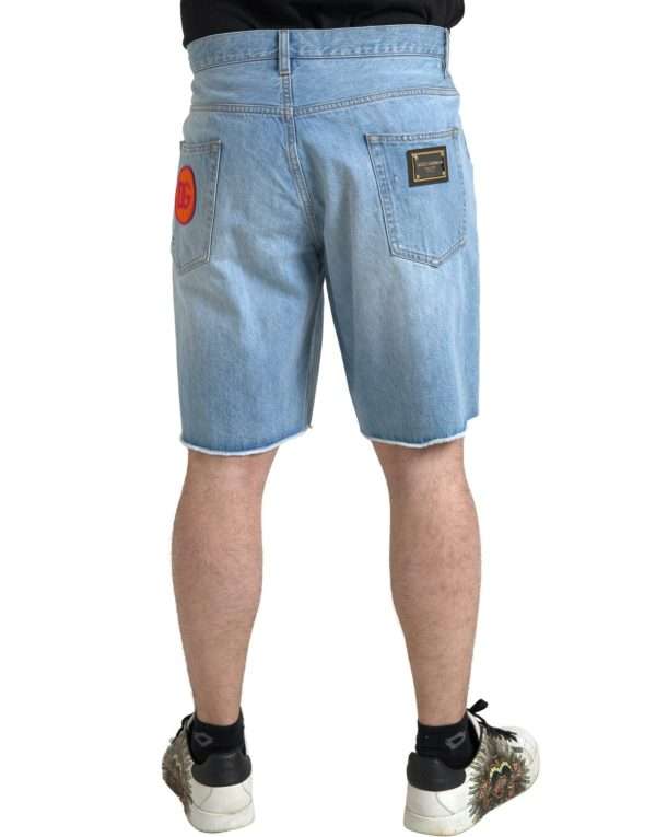 Elegant Light Blue Denim Bermuda Shorts - Image 2