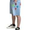 Elegant Light Blue Denim Bermuda Shorts - Image 3