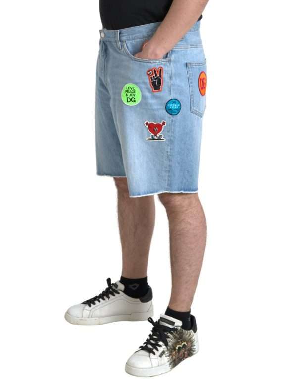 Elegant Light Blue Denim Bermuda Shorts - Image 3