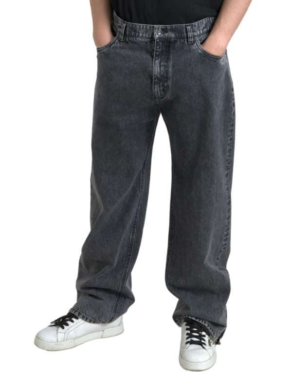 Elegant Dark Grey Straight Denim Jeans - Image 3