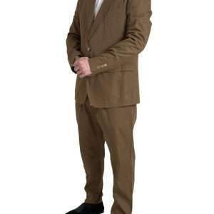 Elegant Brown Silk Blend Taormina Suit