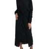 Elegant Black Wool Wrap Dress - Image 2