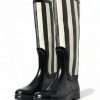 Black and White Striped Knee High Boots - Image 2