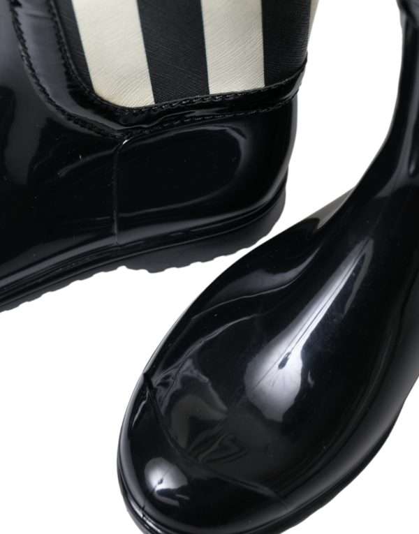 Black and White Striped Knee High Boots - Image 7