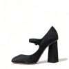 Chic Black Brocade Mary Janes Pumps - Image 5