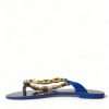 Elegant Blue Leather Flat Sandals - Image 5