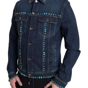 Embellished Turquoise Denim Jacket