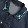 Embellished Turquoise Denim Jacket - Image 3