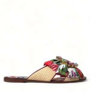 Exquisite Floral Print Flat Sandals