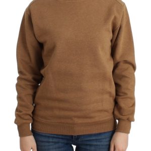 Chic Brown Crewneck Cotton Sweater