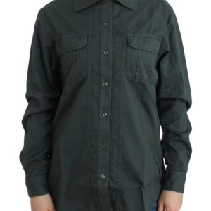 Elegant Gray Cotton Button Down Shirt