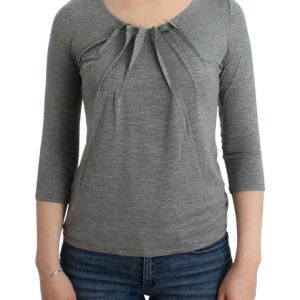 Elegant Gray Cashmere-Blend Jumper