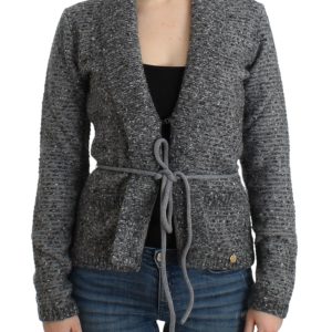 Elegant Gray Wool Blend Cardigan