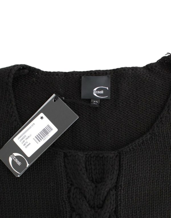 Alluring Black Knitted Crew Neck Sweater - Image 6