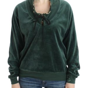 Elegant Green Mock Sweater with Rhinestone Detail