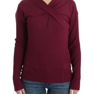 Elegant Purple Keyhole Wool Sweater
