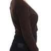 Elegant Brown Virgin Wool Cropped Cardigan - Image 4