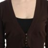 Elegant Brown Virgin Wool Cropped Cardigan - Image 5