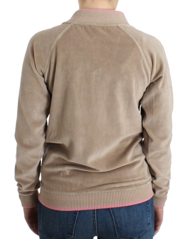 Beige Zip Cardigan with Gold Tone Accents - Image 3
