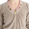 Beige Zip Cardigan with Gold Tone Accents - Image 5