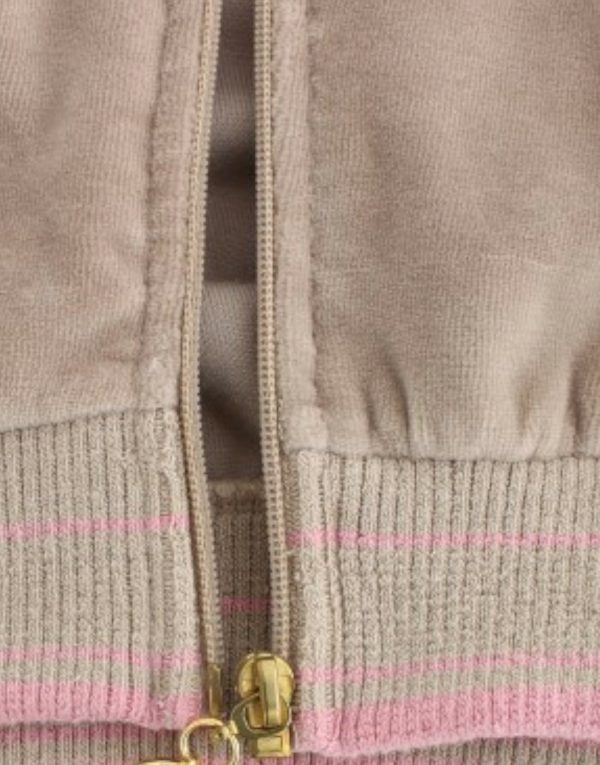Beige Zip Cardigan with Gold Tone Accents - Image 6