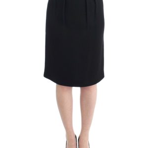 Elegant Black Wool Pencil Skirt