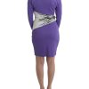 Elegant Purple Floral Jersey Dress - Image 3