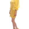 Yellow Lace Crystal Embellished Mini Dress - Image 3