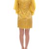 Yellow Lace Crystal Embellished Mini Dress - Image 4