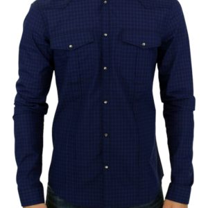 Chic Blue Checkered Casual Cotton Shirt