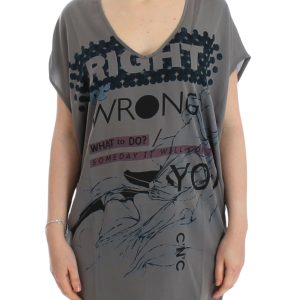 Elegant V-Neck Tunic with Motive Print